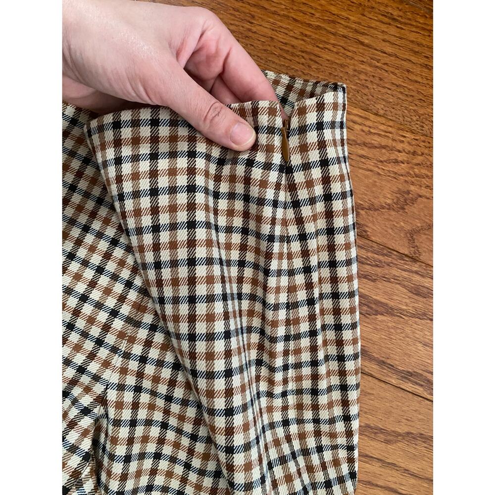 Sezane Cropped Checked Ankle Pants in Tan and Brown - Picture 6 of 14
